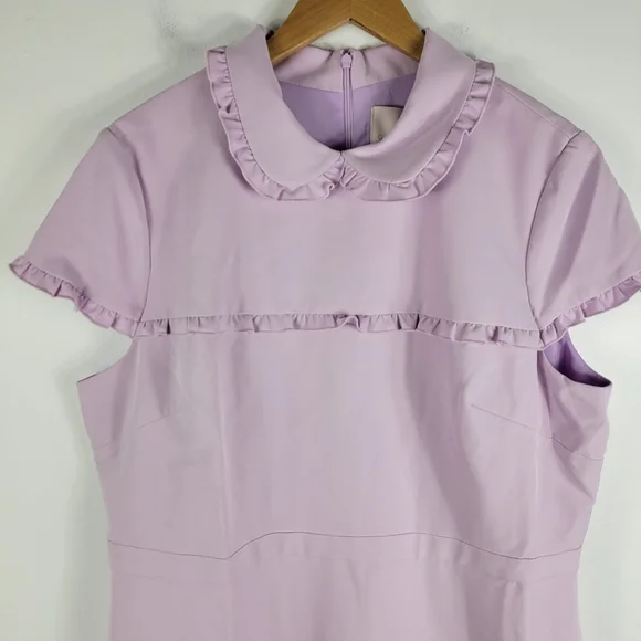 New Gal Meets Glam Emma Ruffle Peter Pan Collar Short Sleeve Sheath Dress Lilac - Picture 4 of 12